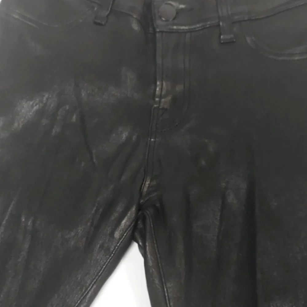 J Brand Lamb Leather Leggings Stretch Zipper Ankle Mid Rise L8001 Black Size 26